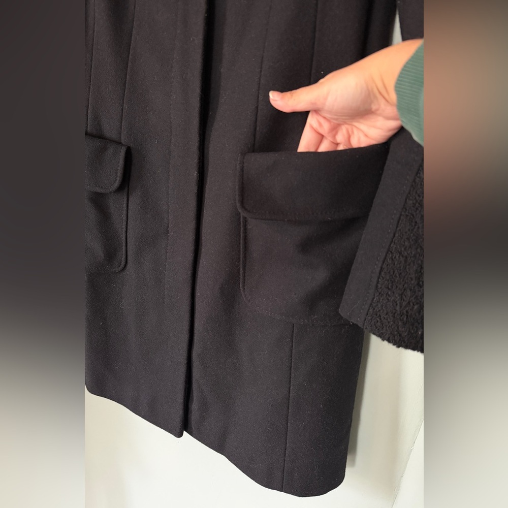 Vintage y2k European Wool Cashmere Structured Minimalist Black Coat Size 6/EU36‎ - Picture 5 of 8